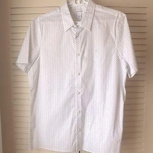 Calvin Klein short sleeve button down light stretch cotton mens shirt